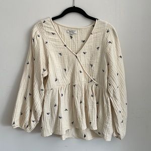 Madewell Bow Tie Peplum Shirt